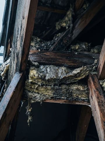 Повреждённая кровля — мокрая минвата и гниющие стропила без пароизоляции