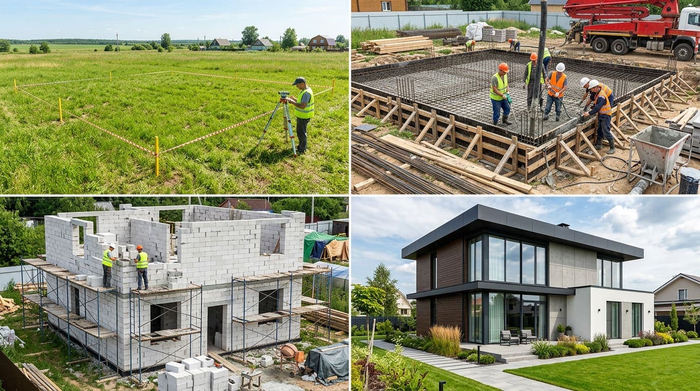 Этапы строительства частного дома: от фундамента до отделки